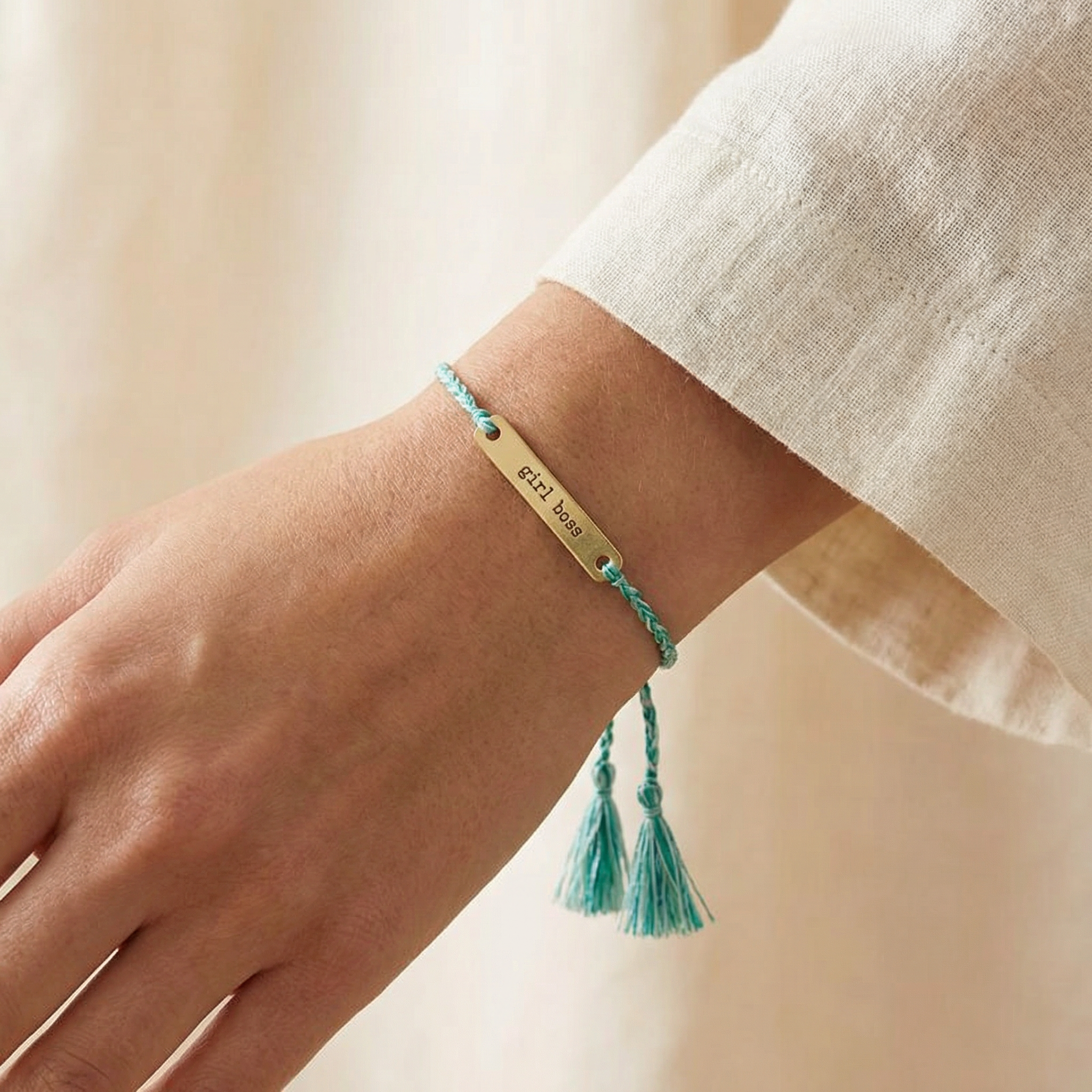 Girl Boss String Gold Bar Bracelet | In a Giftable Glass Jar with Cork Lid