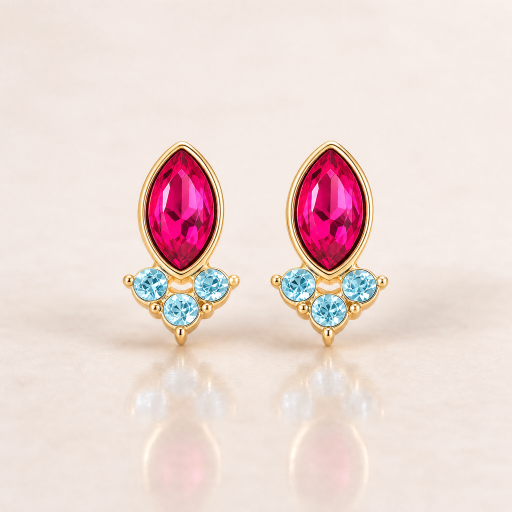 Girl Power Gemstone Leather Tag Earrings
