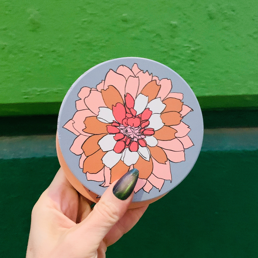 Houndstooth & Flower Ceramic Coaster Set of 4