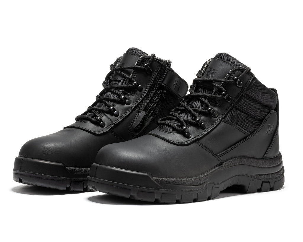 ROCKROOSTER Avalon Black 6 Inch Zip-sided Composite toe Leather Work Boots CP213BK