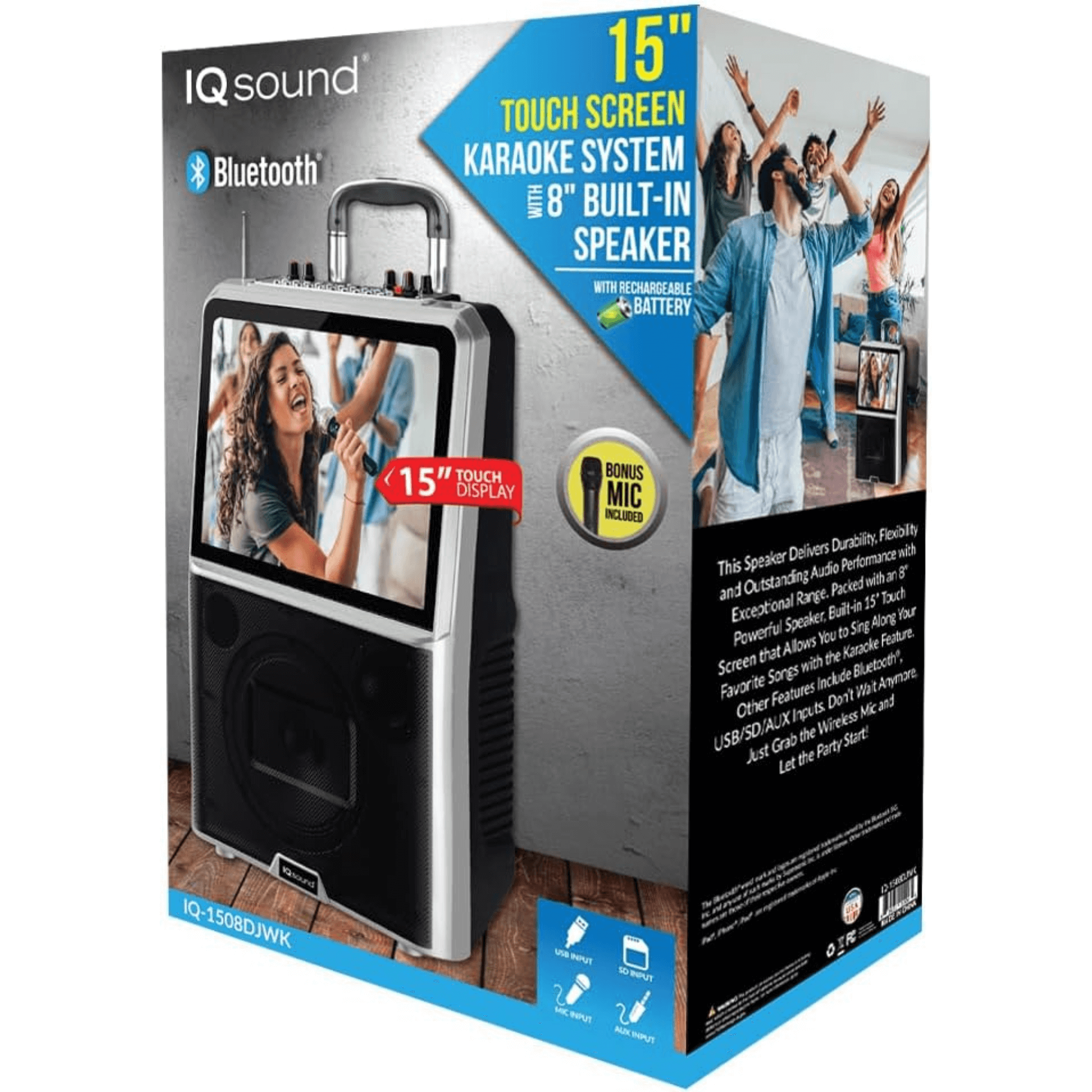 Supersonic 15" Touch Screen Karaoke System with 8" Built-in Speaker