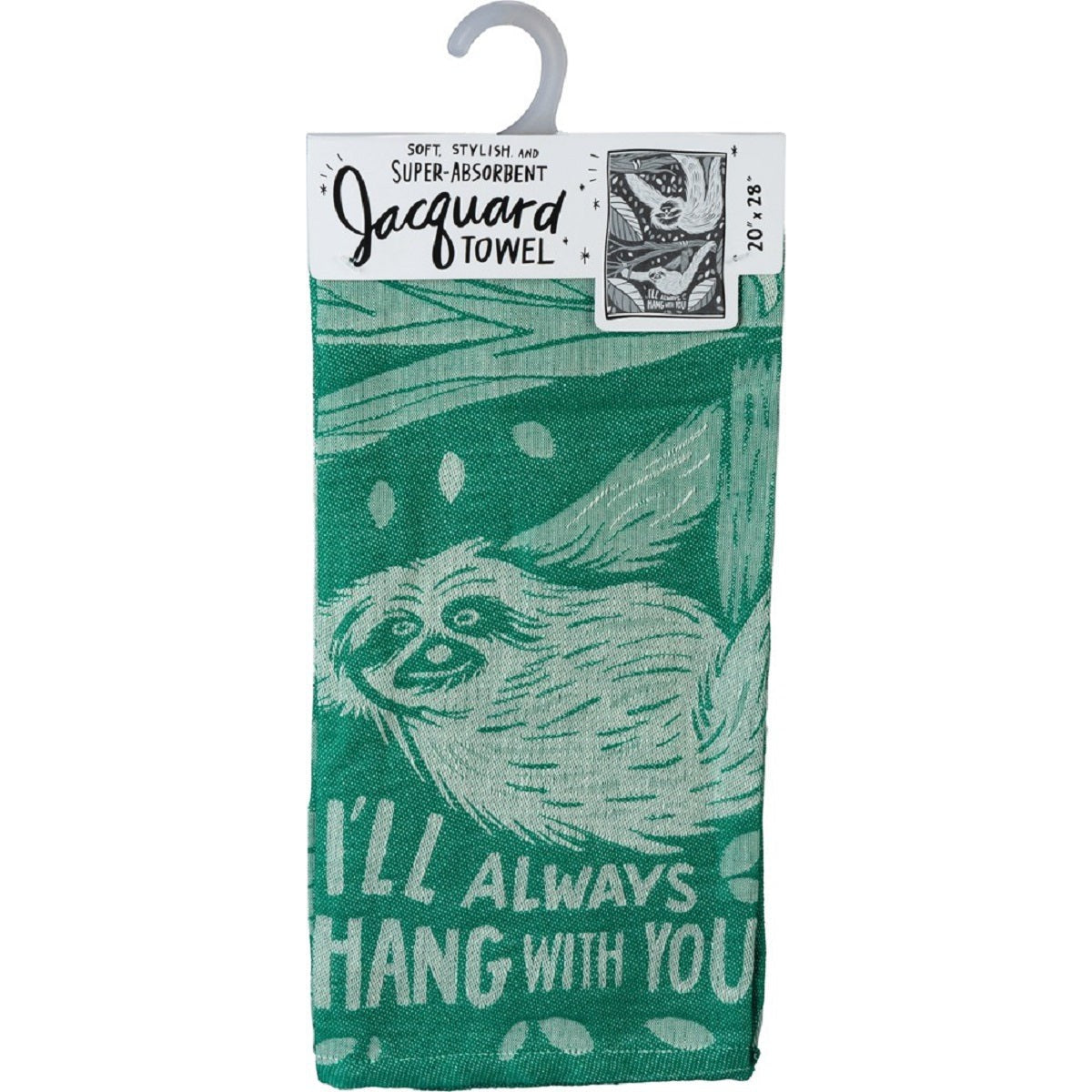 I'll Always Hang With You Sloth Dish Towel in Green | Ultra Soft and Absorbent Jacquard