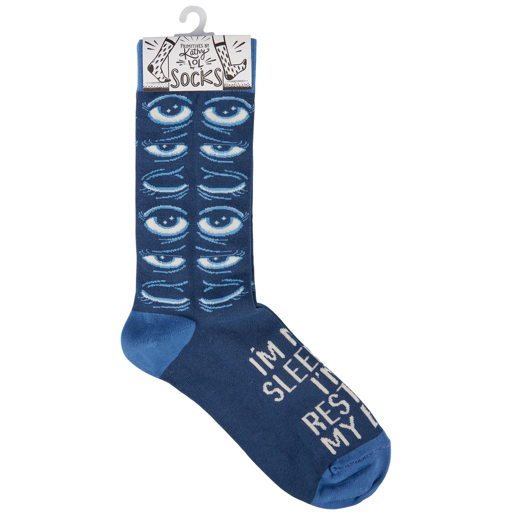 I'm Not Sleeping I'm Resting My Eyes Socks | Sleepy Tired Eyes Novelty Socks