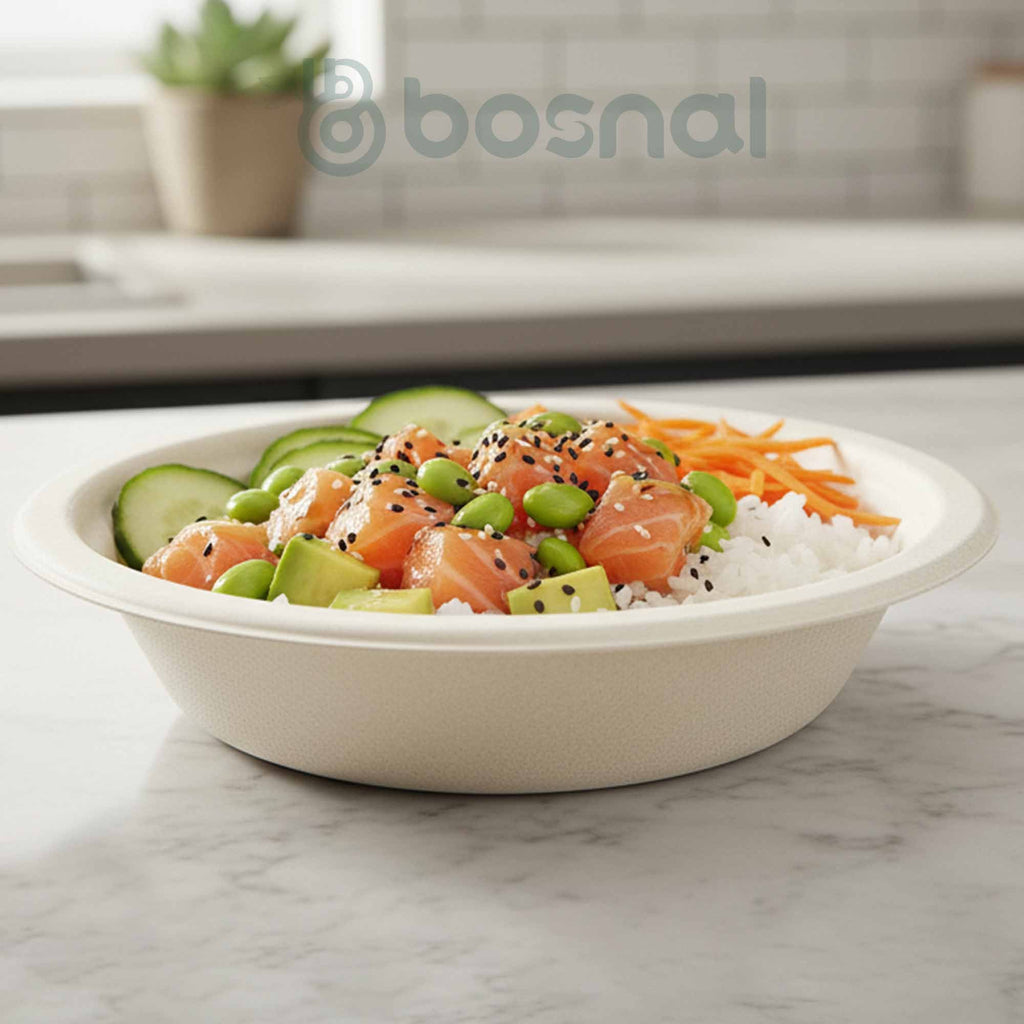 10 Inch & 7 Inch Round Plates with 16 oz Bowls & Cutlery, 100% Plant-Based Sugarcane Bagasse, Compostable, Microwave Safe
