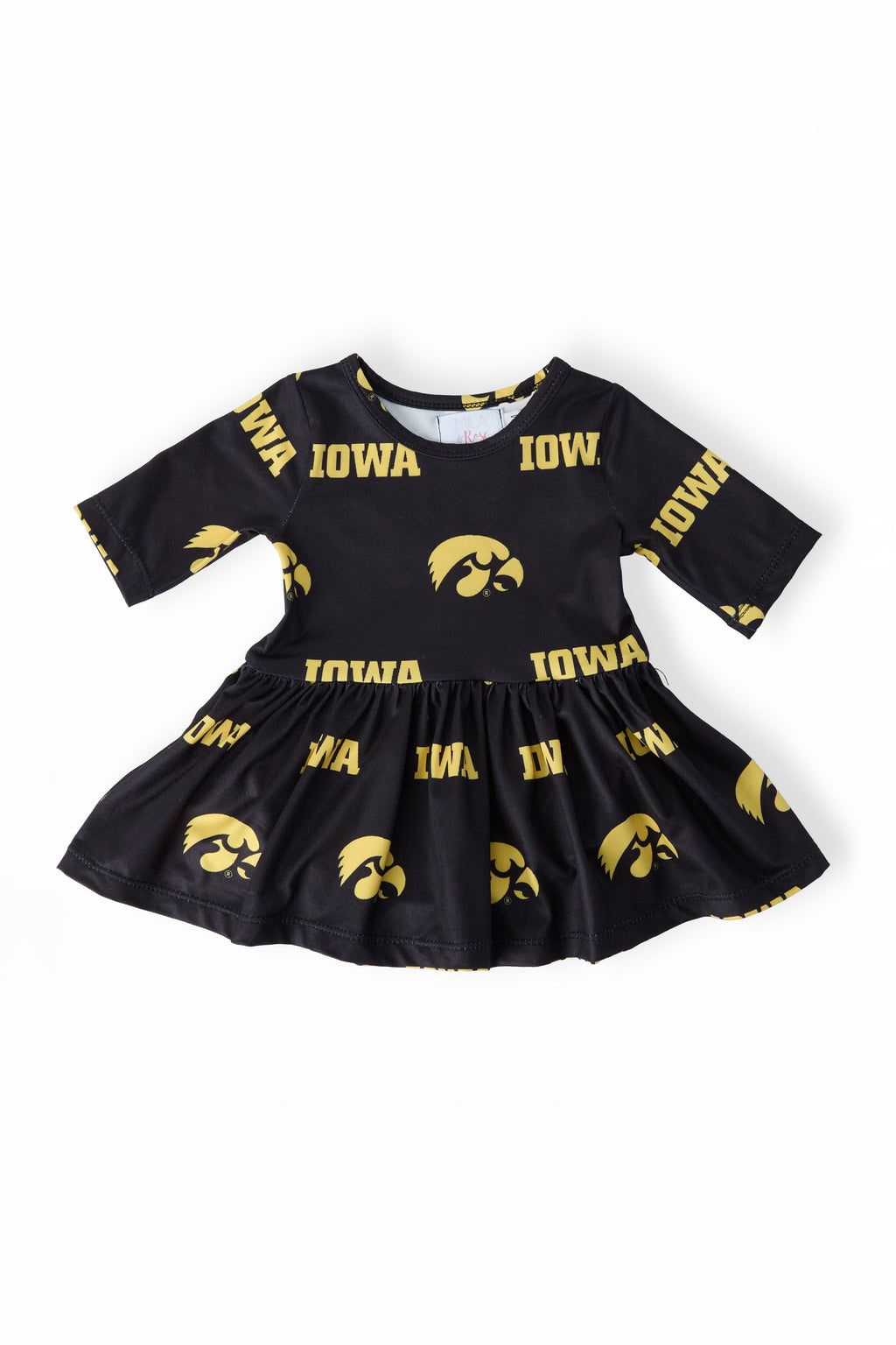 Iowa Black Tigerhawk 3/4 Sleeve Twirl Bodysuit