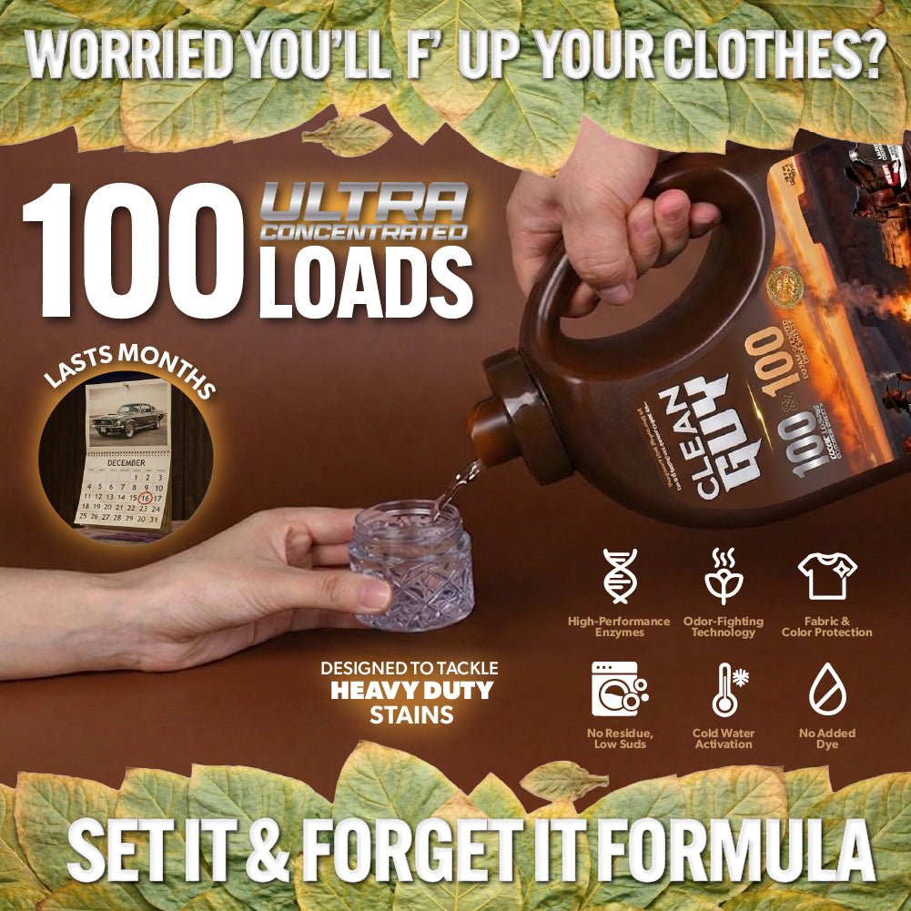 Heavy Duty Premium Laundry Detergent + Built-In Dryer Sheets (100 Loads) -  LEATHER & TOBACCO
