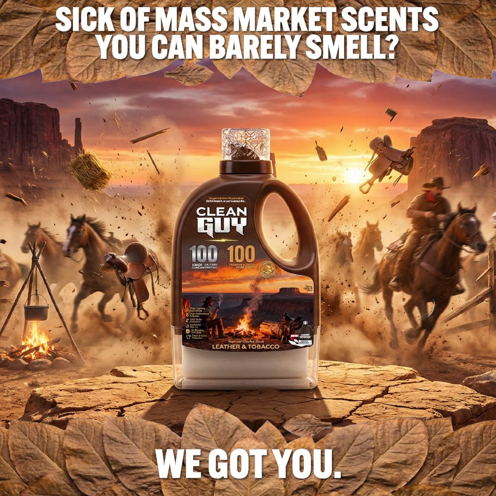 Heavy Duty Premium Laundry Detergent + Built-In Dryer Sheets (100 Loads) -  LEATHER & TOBACCO
