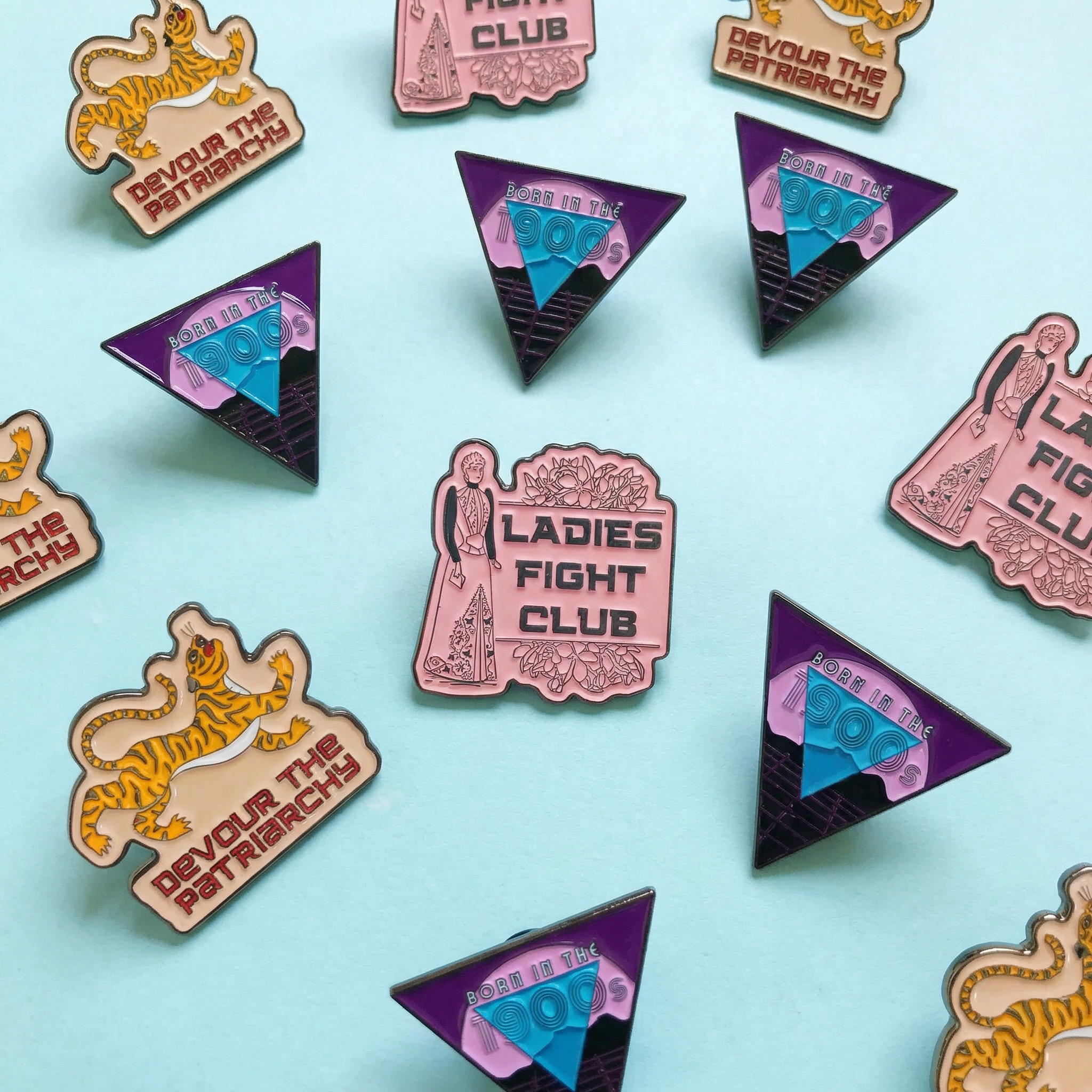 Ladies Fight Club Enamel Pin Victorian Funny Lapel Pin