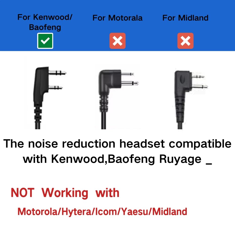 RUYAGE AI Noise-Cancelling PTT Earpiece for K-Type Radios