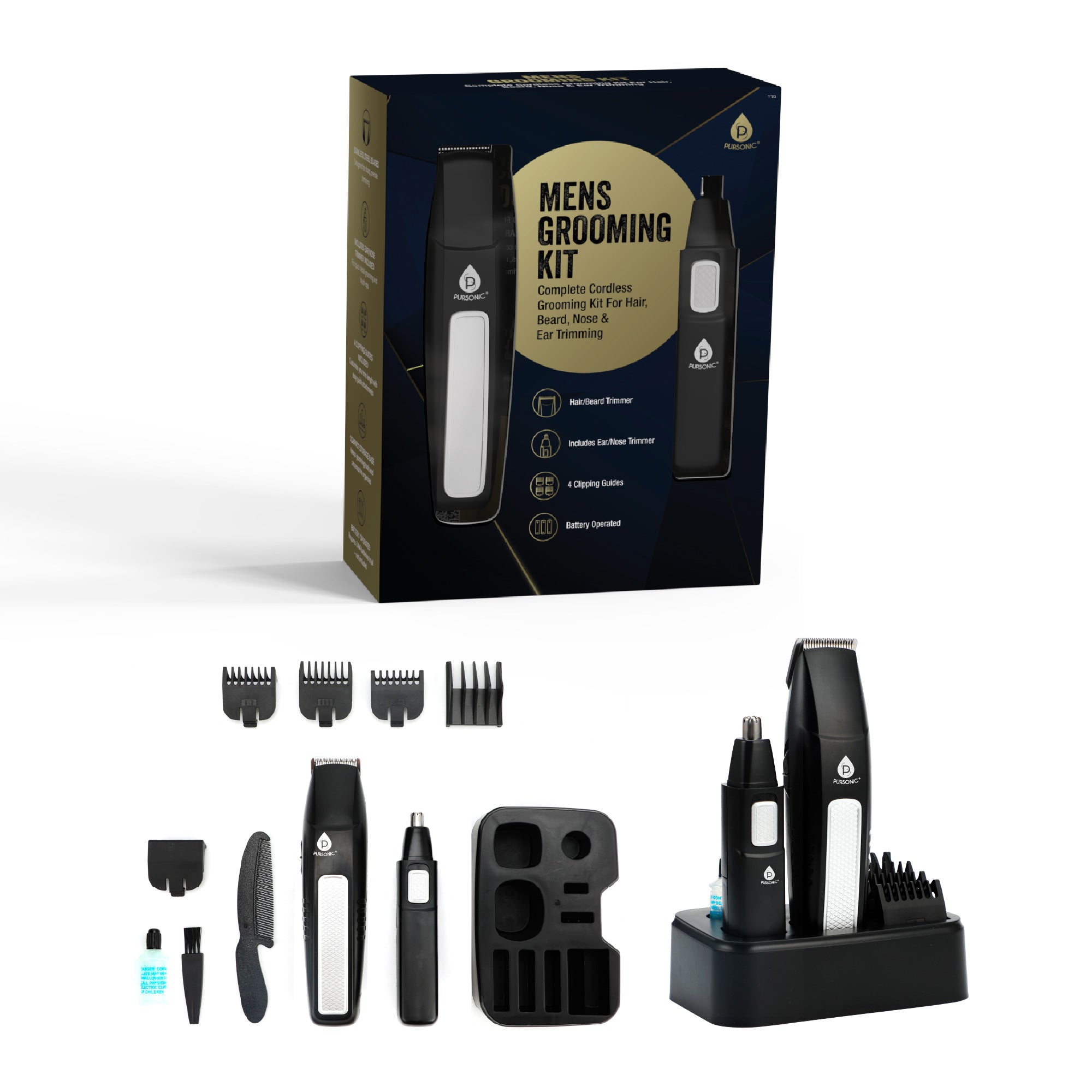 Men's 10-Piece Grooming Kit – Hair, Beard, Nose & Ear Trimmer