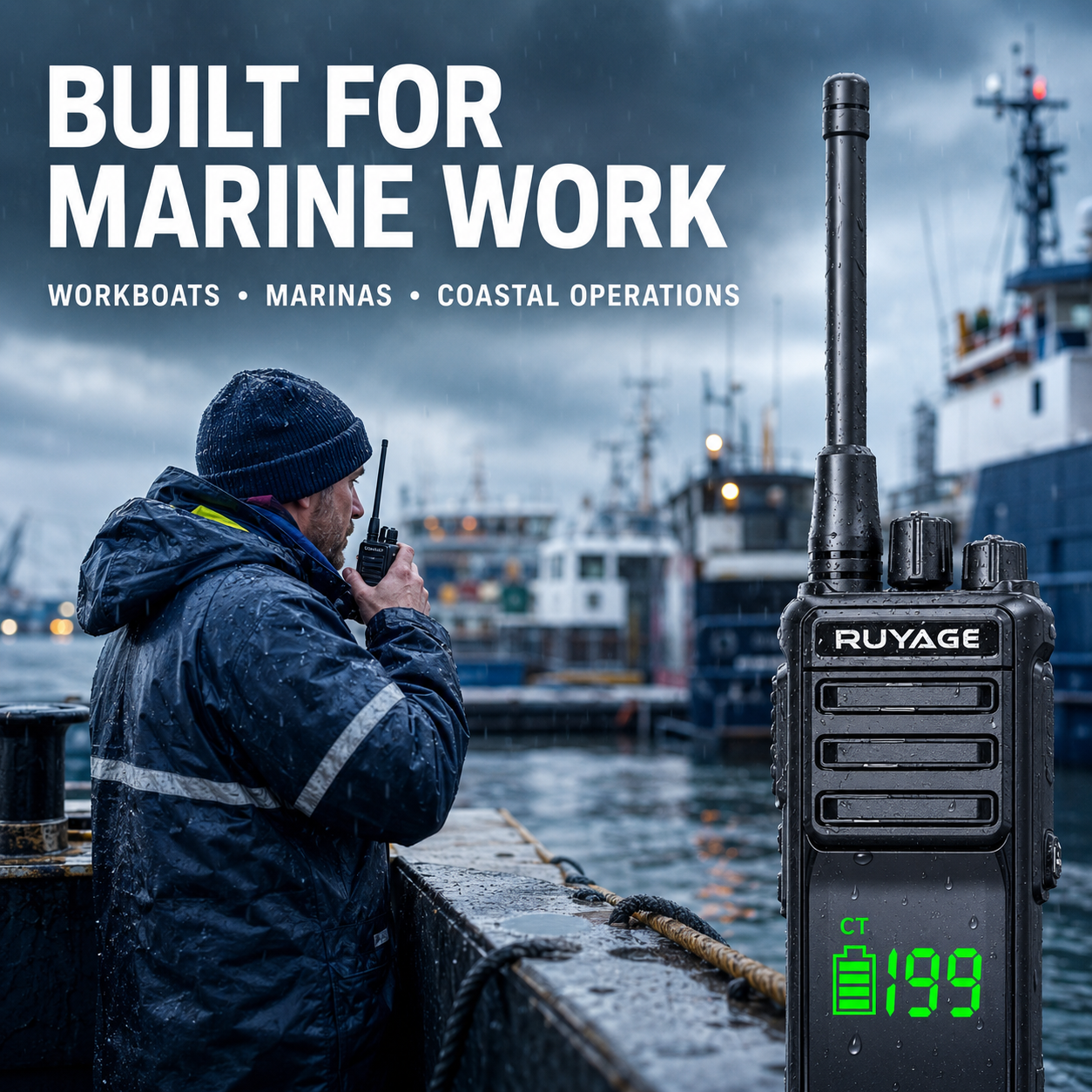 RUYAGE T30 10W IP68 Waterproof VHF/UHF Walkie Talkie