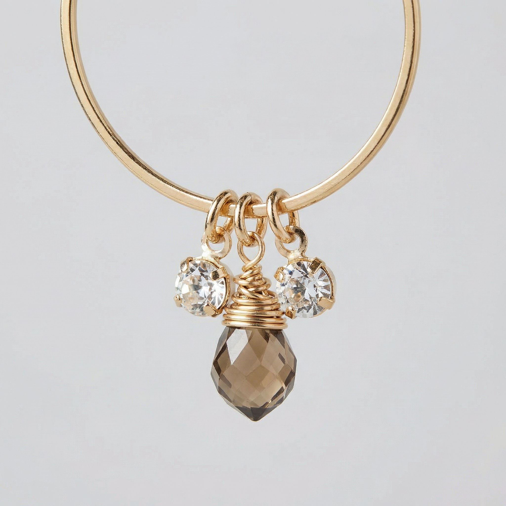 Mosaic Dangle Hoops Earrings in Gold | Cut Glass Crystal Gemstones