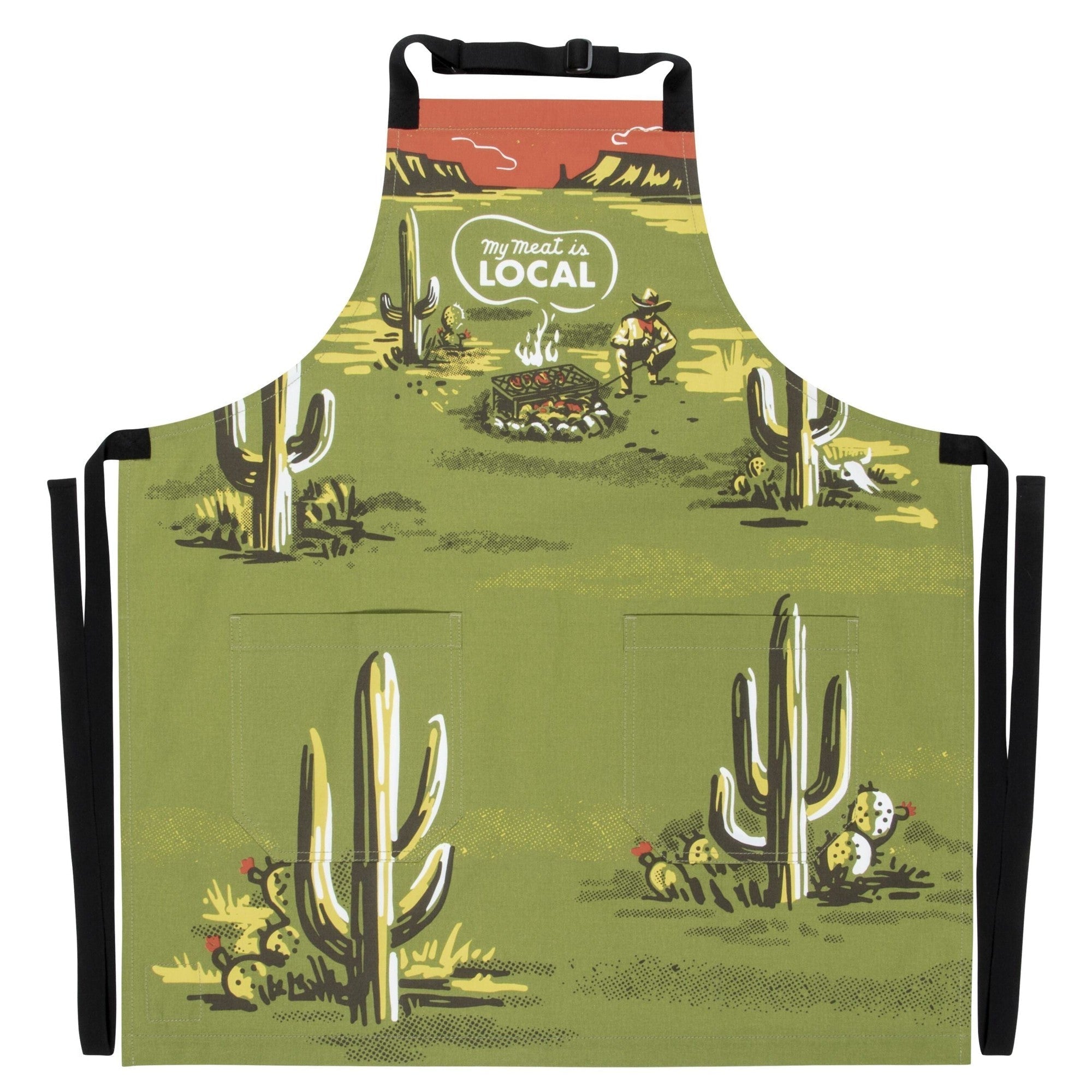 My Meat Is Local Funny Cooking and BBQ Apron Unisex 2 Pockets Adjustable Strap 100% Cotton | BlueQ at GetBullish | Father's Day Gift