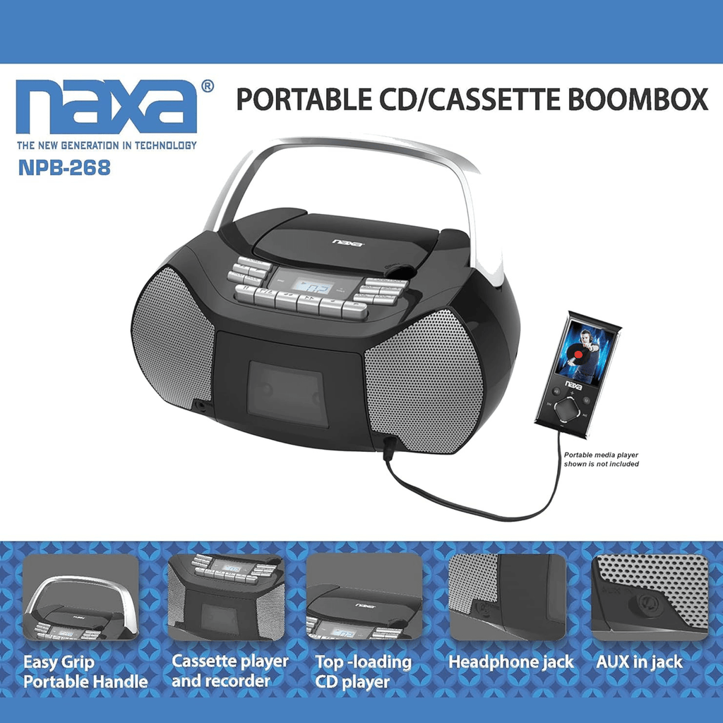 Naxa Portable CD & Cassette Boombox