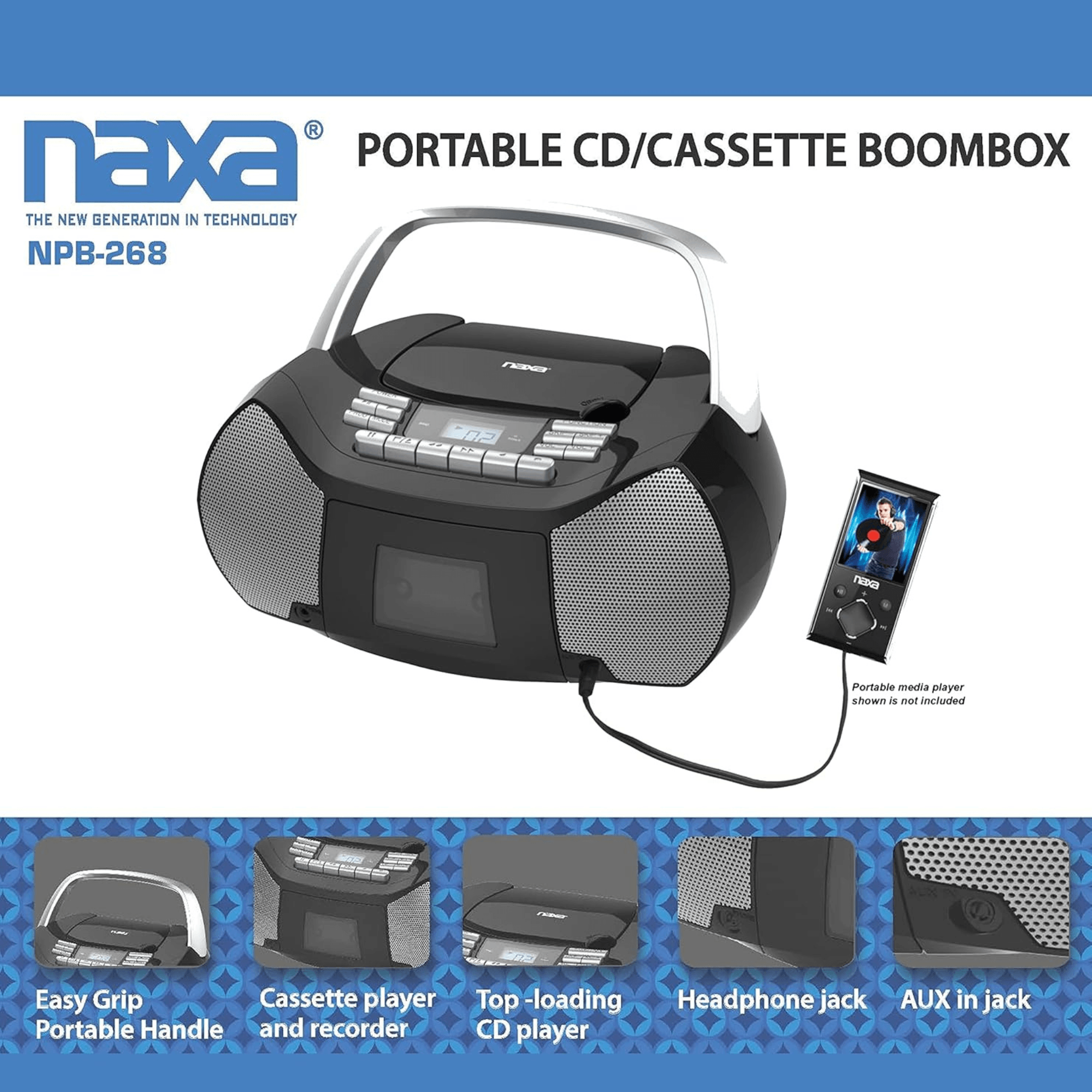 Naxa Portable CD & Cassette Boombox