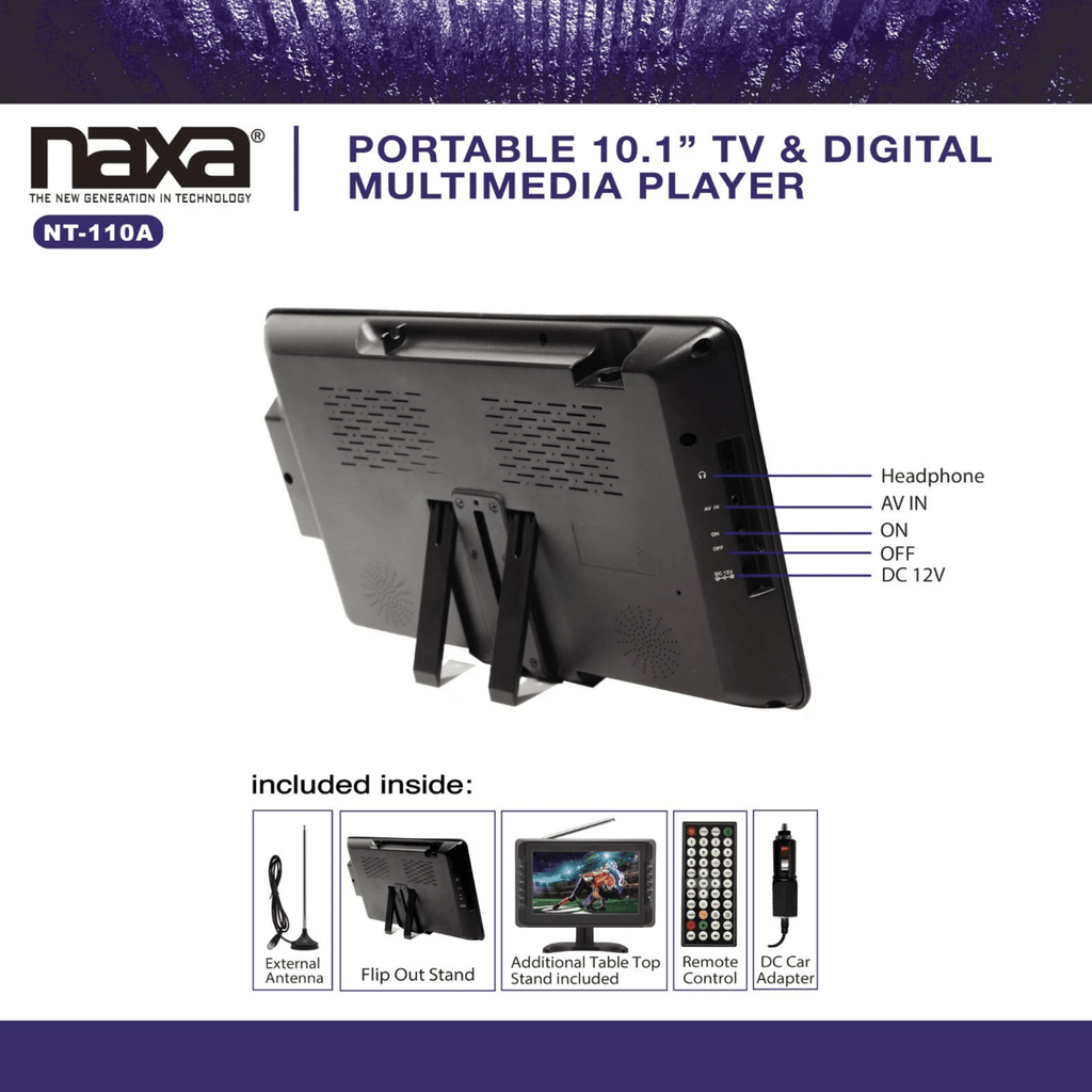 Naxa 10" Portable 12V TV & Digital Multimedia Player - Refurbished