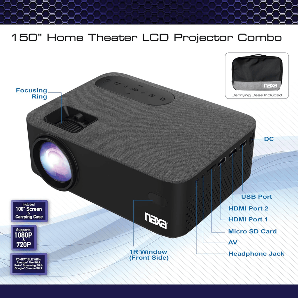 Naxa 150” Home Theater LCD Projector Combo