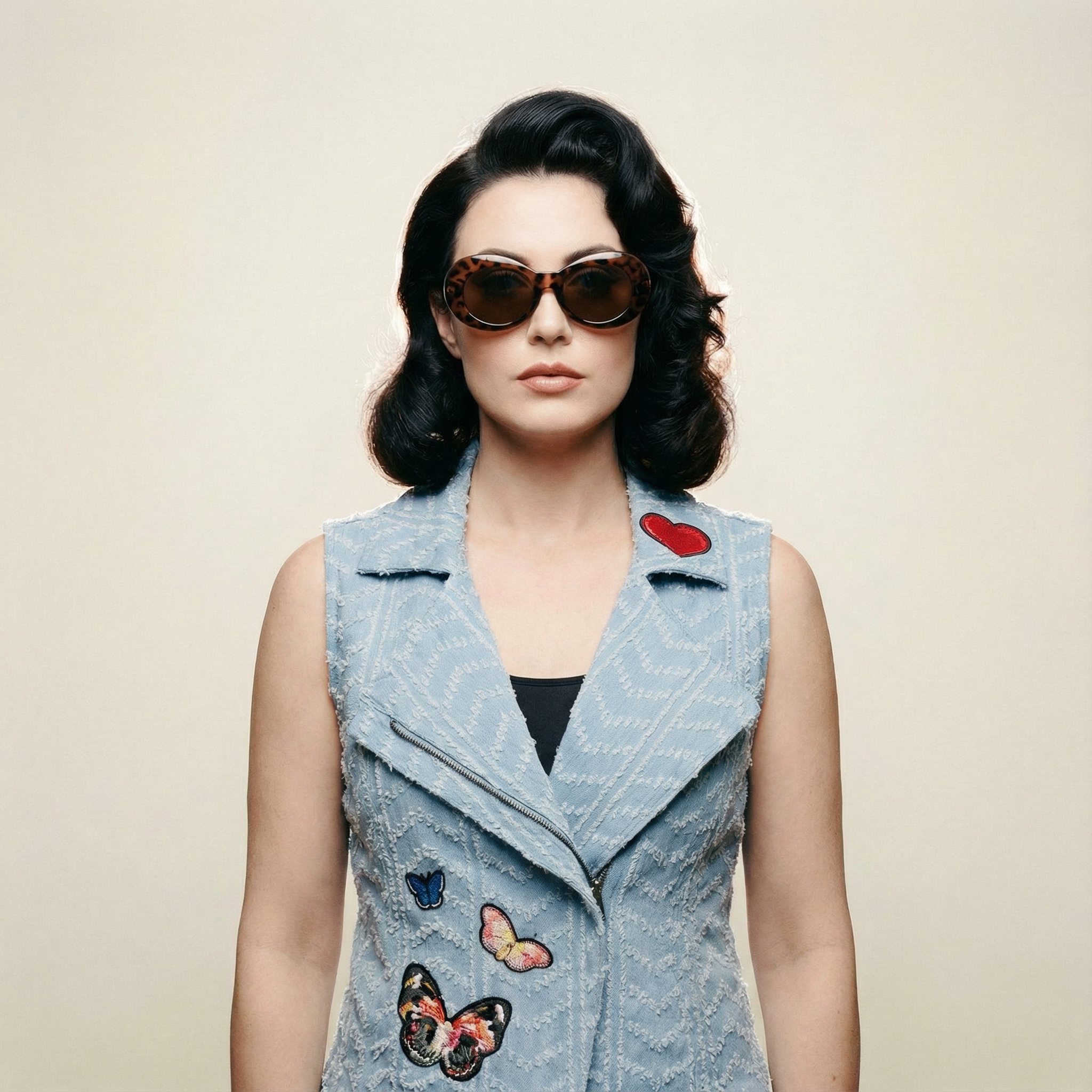 Nice Patches, Babe! Denim Vest Jacket with Zipper and Embroidered Patches [Sizes SM-XL]