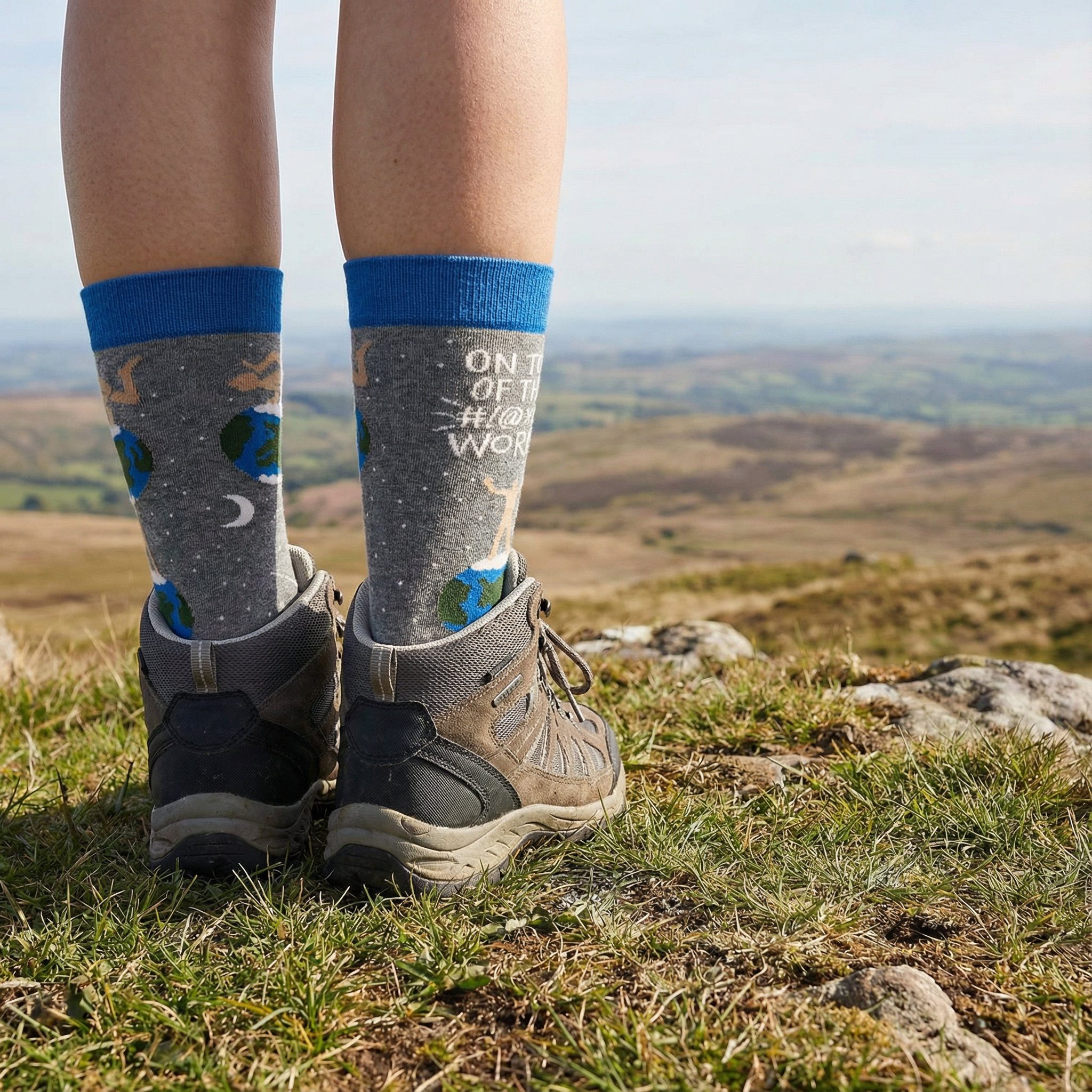 On Top Of The World Funny Novelty Socks with Nude Figure | Unisex