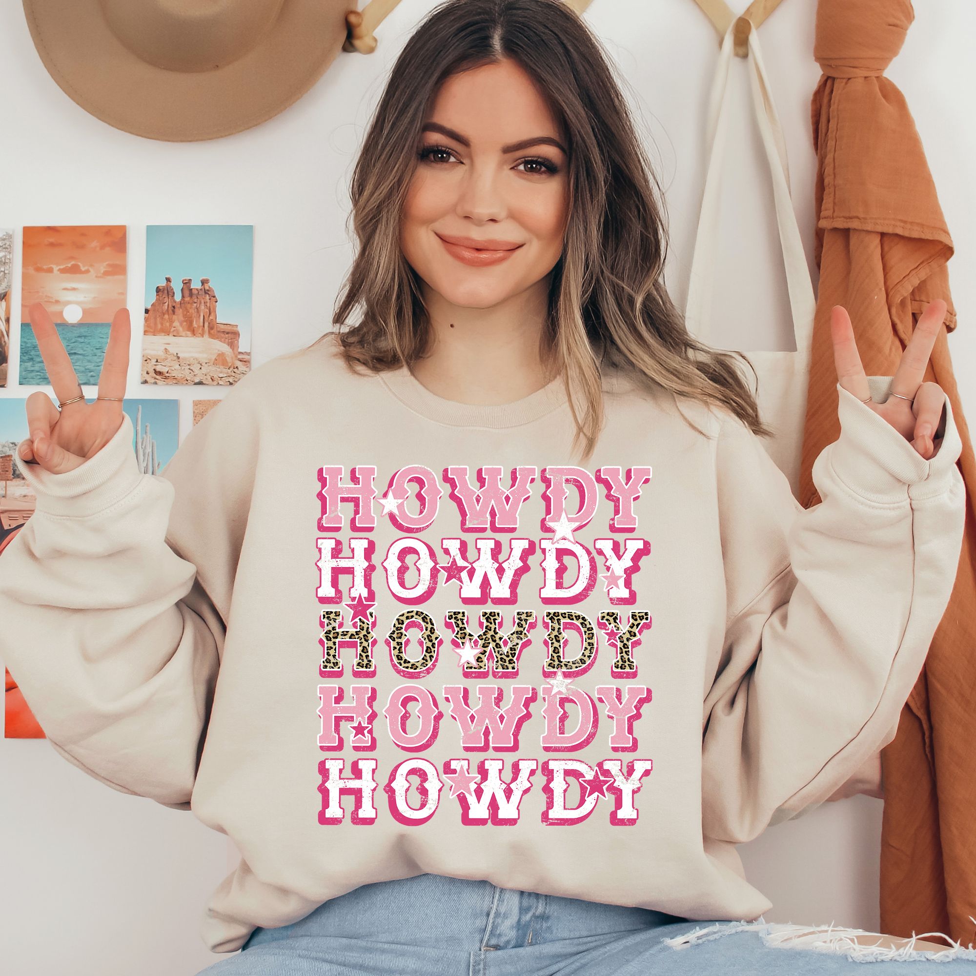 Pink Howdy Ready To Press DTF Transfers, DTF Hot Peel