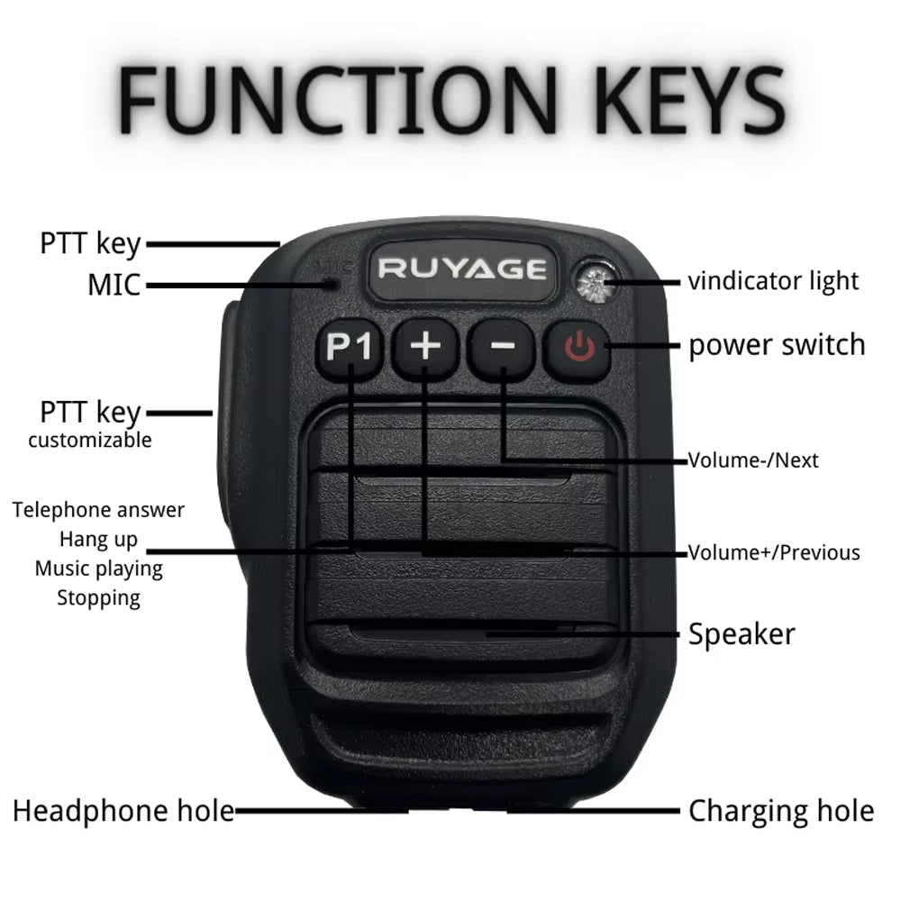 RUYAGE HB980 Bluetooth PTT Microphone for Zello – IP66