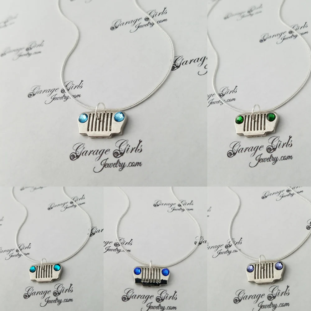 Jeep Grill Crystal Headlight Necklace