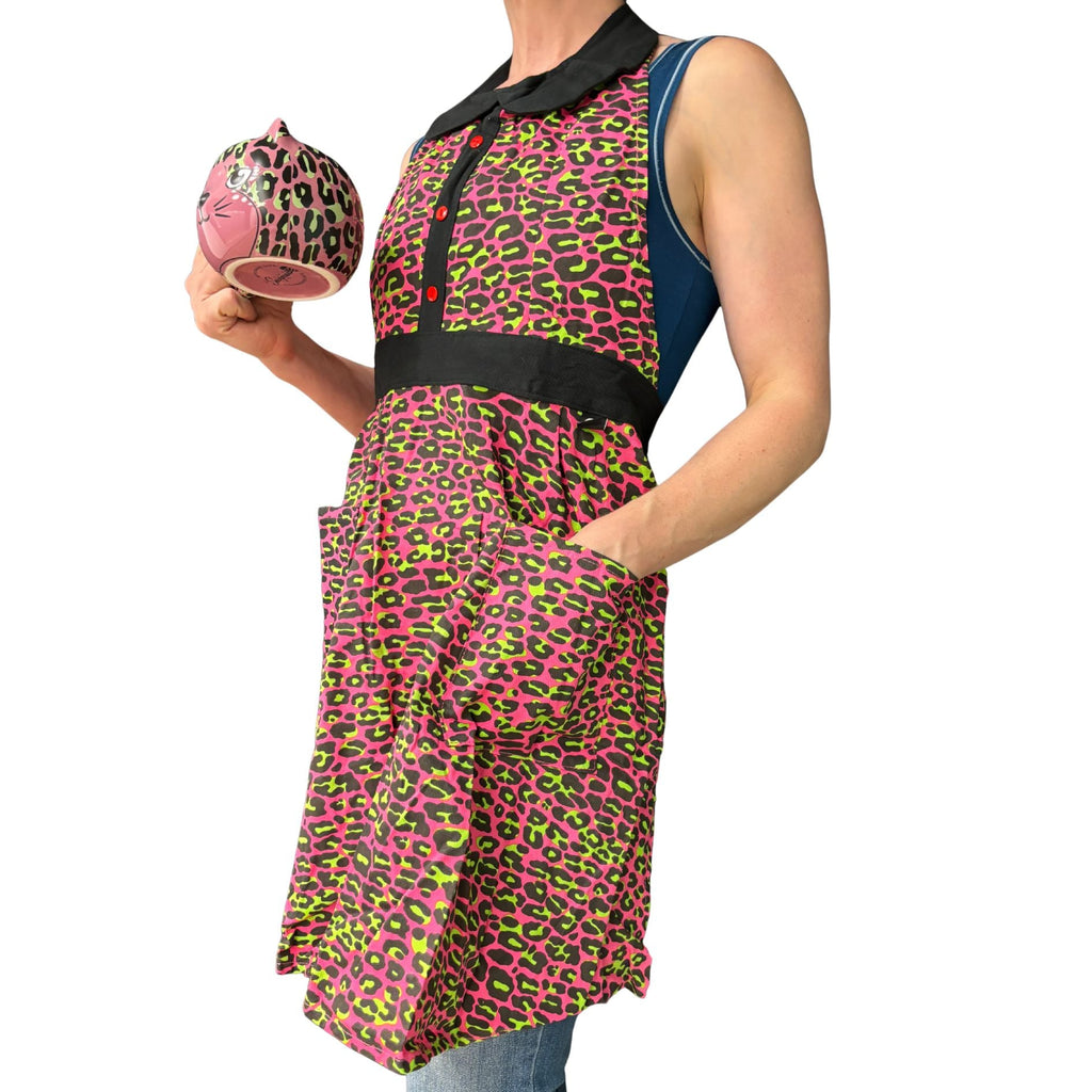 Pink Leopard Apron | Cooking Baking Cotton Kitchen Tools Essentials | Gift for Her