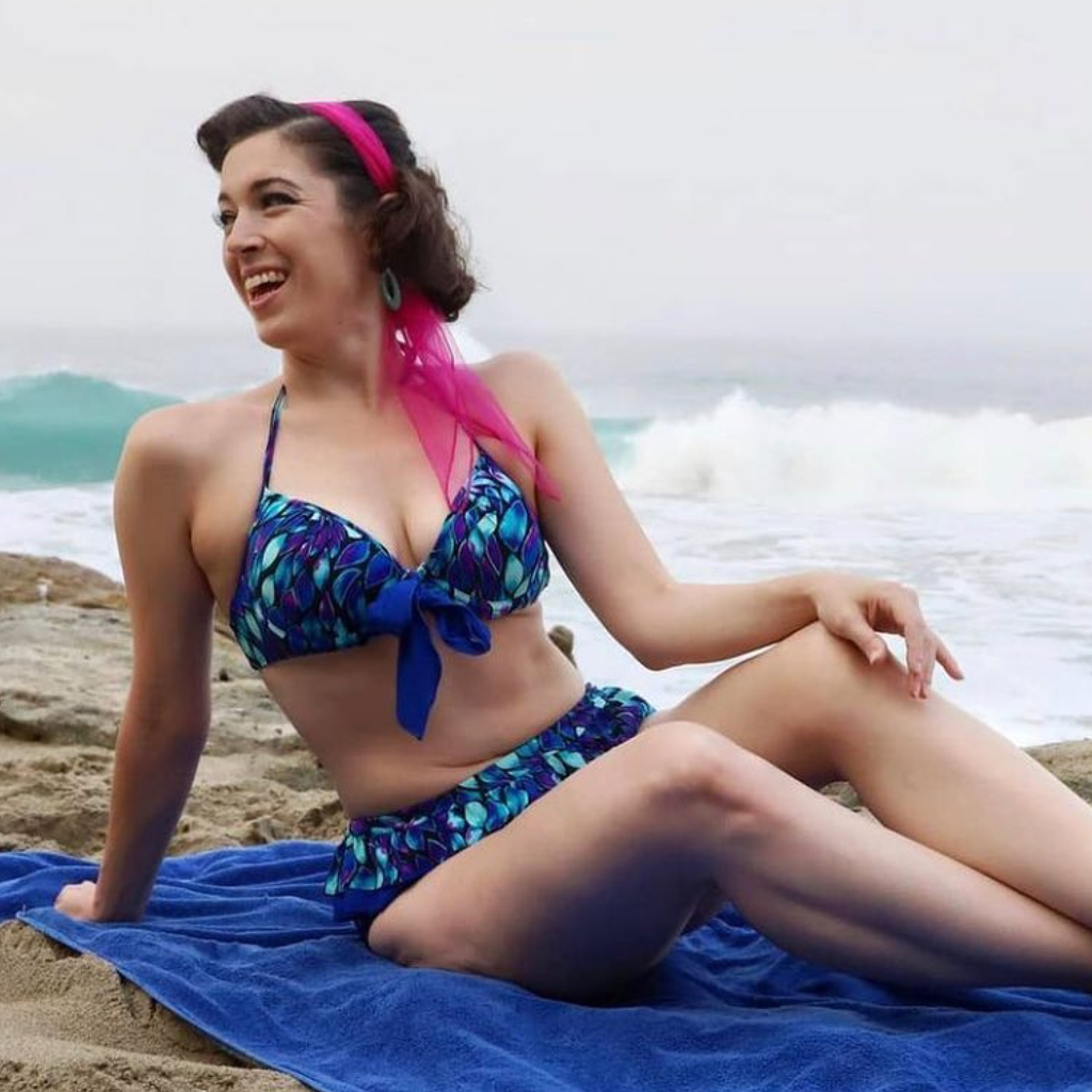 Pinup 1950s Peacock Perfection Bikini Set | Retro Two-Piece Low Waist Swimwear [Size S-M Remaining]