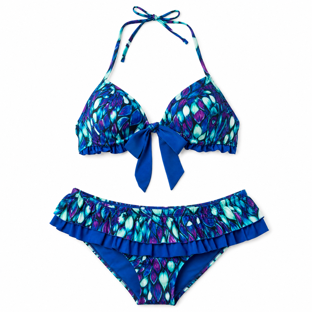 Pinup 1950s Peacock Perfection Bikini Set | Retro Two-Piece Low Waist Swimwear [Size S-M Remaining]