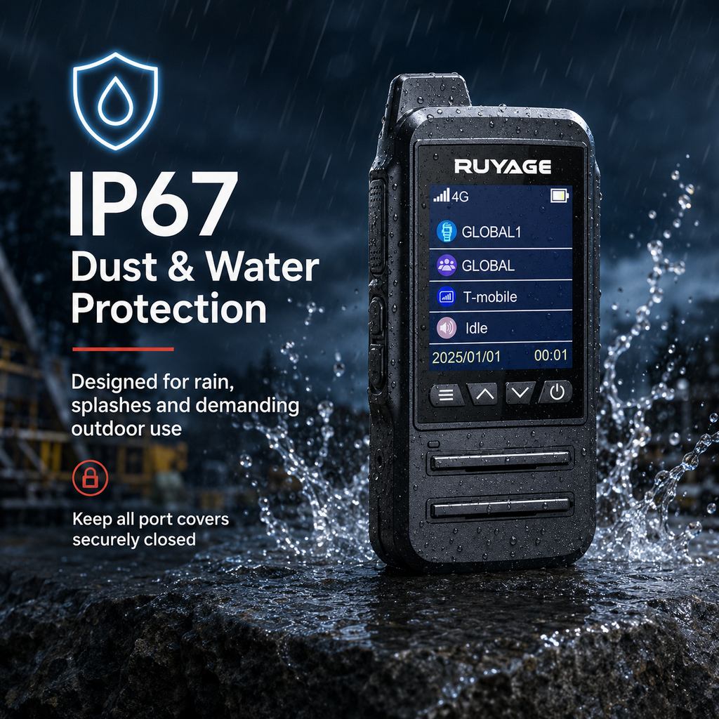 RUYAGE CT68 IP67 Waterproof 4G LTE PoC Walkie Talkies – 2-Pack