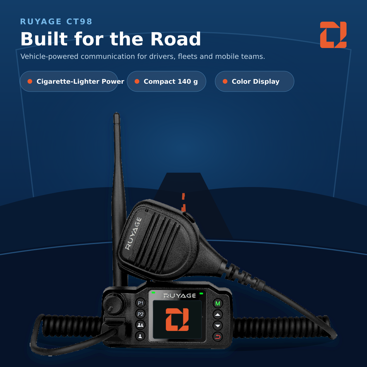 RUYAGE CT98 Zello-Compatible 4G LTE Vehicle Radio with PTT Microphone