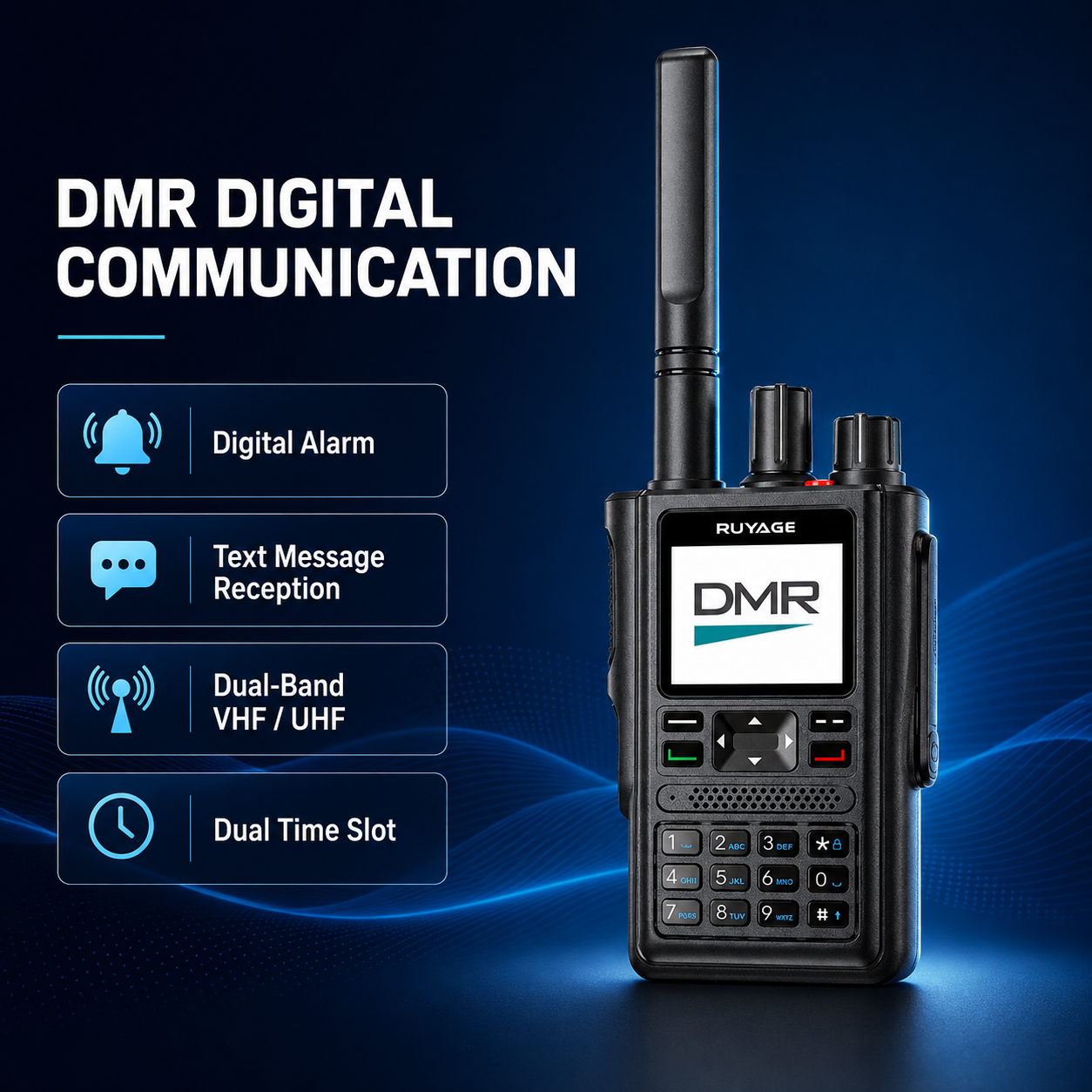 RUYAGE DP10 VHF/UHF Dual-Band DMR Two-Way Radio with GPS