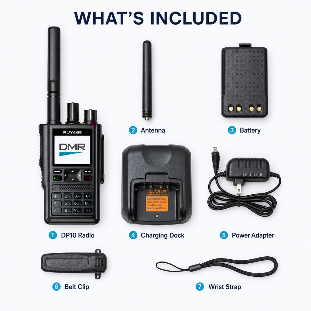 RUYAGE DP10 VHF/UHF Dual-Band DMR Two-Way Radio with GPS