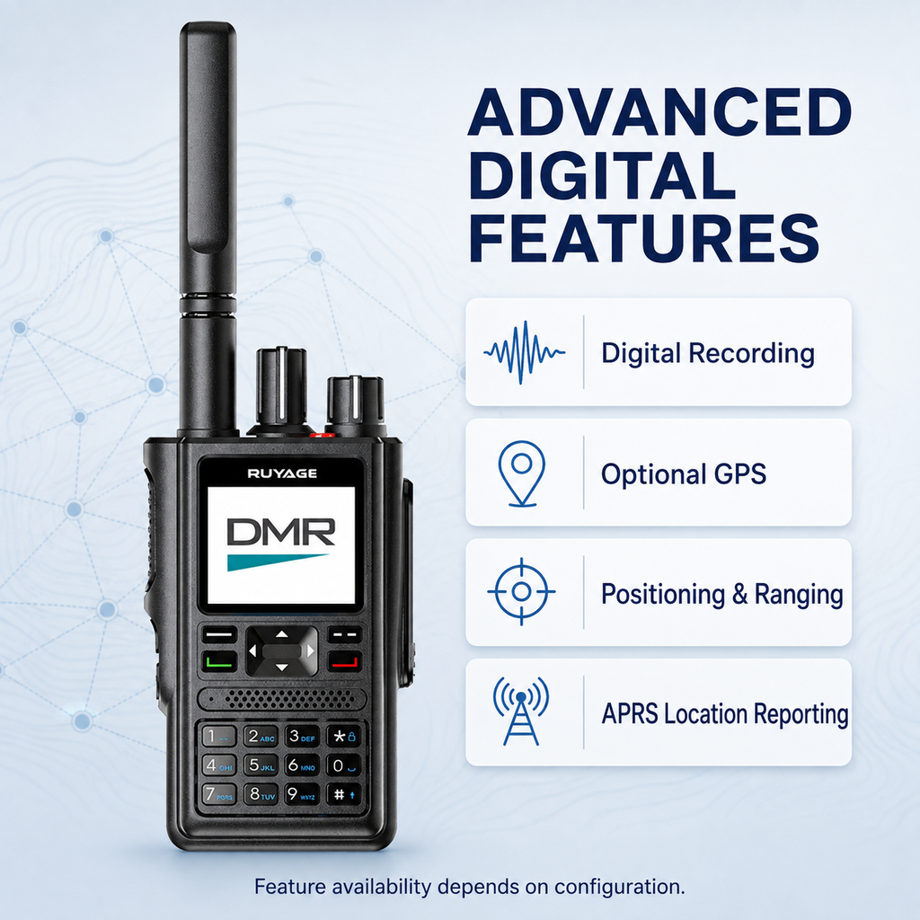 RUYAGE DP10 VHF/UHF Dual-Band DMR Two-Way Radio with GPS