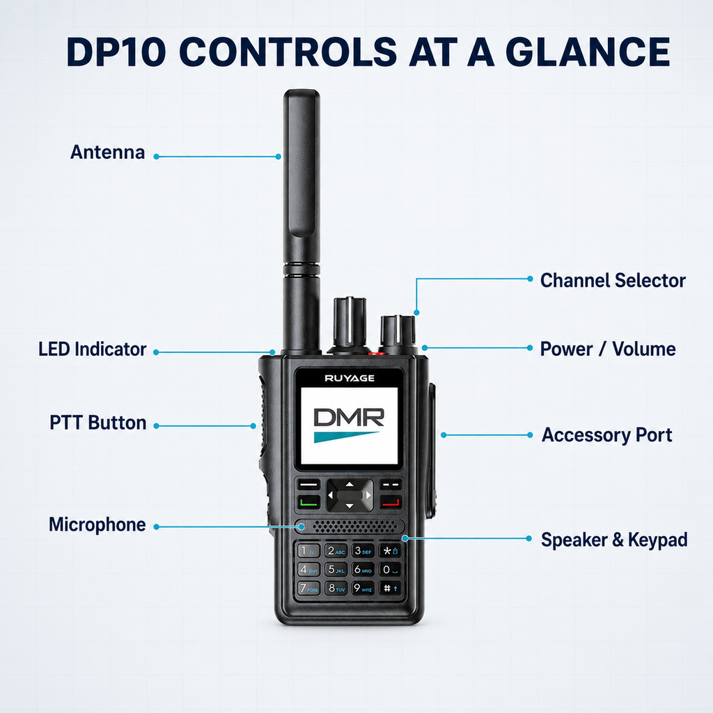 RUYAGE DP10 VHF/UHF Dual-Band DMR Two-Way Radio with GPS