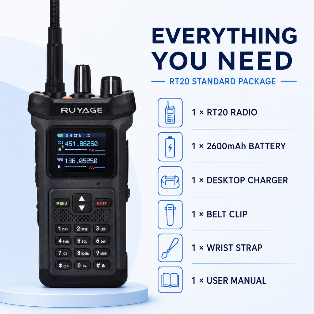 RUYAGE RT20 20W Dual Band VHF/UHF Walkie Talkie