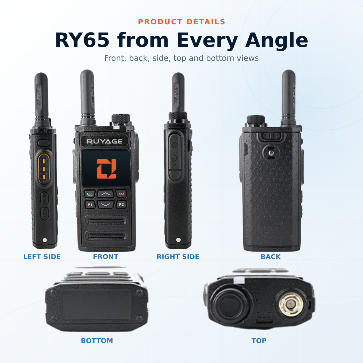 RUYAGE RY65 Zello-Compatible 4G LTE/WiFi Walkie Talkie – 3000mAh