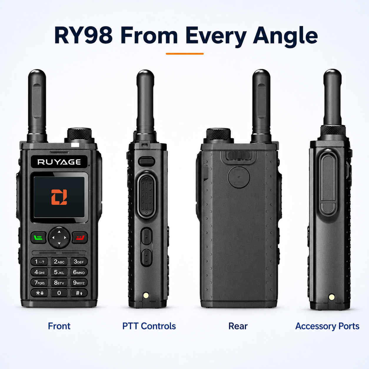 RUYAGE RY98 Zello-Compatible 4G LTE Walkie Talkie Phone with Keypad