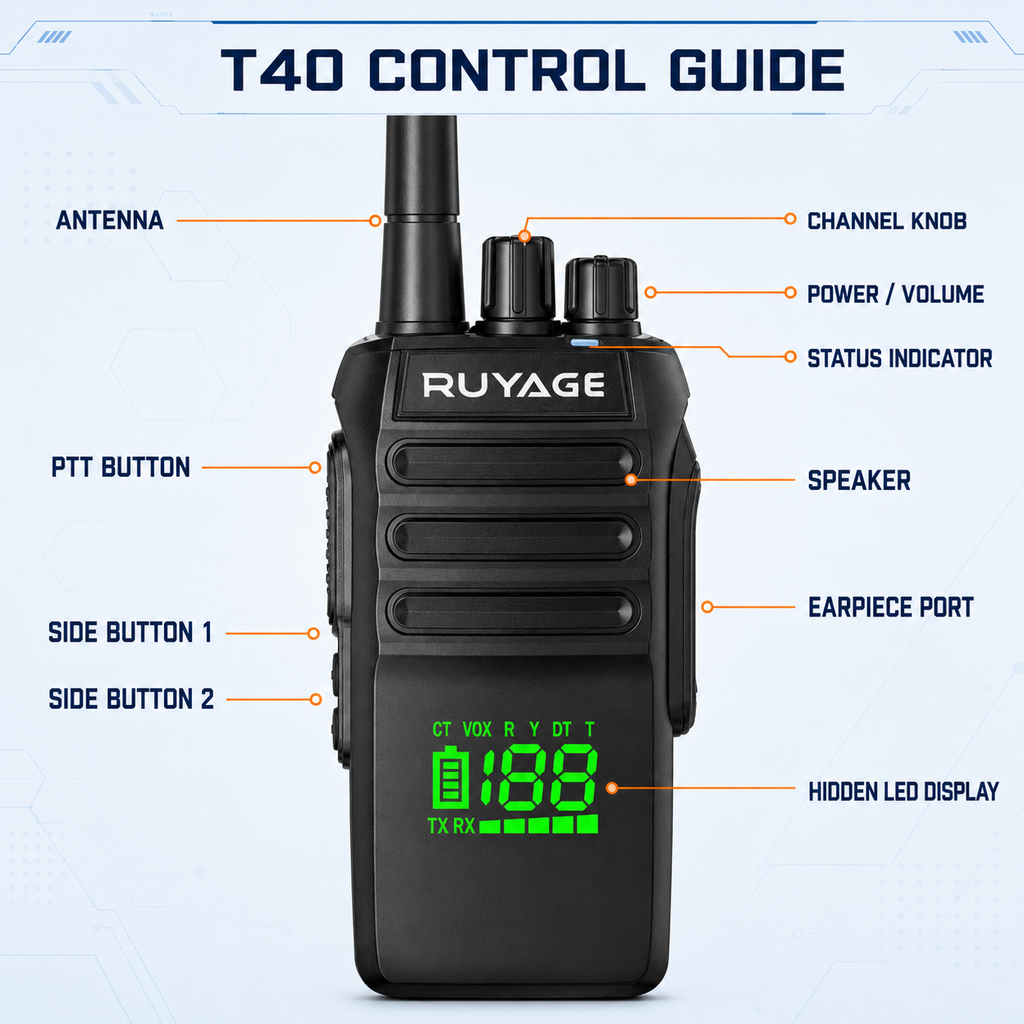 RUYAGE T40 10W IP67 Waterproof VHF Analog Walkie Talkie