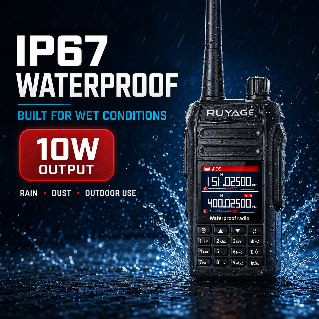 RUYAGE UV5D 10W IP67 Waterproof 6-Band Walkie Talkie