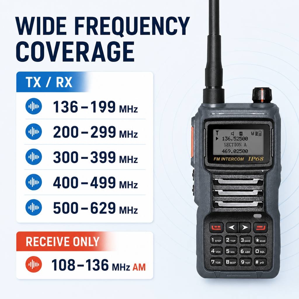 RUYAGE UV8D IP68 Waterproof 6 Band Walkie Talkie