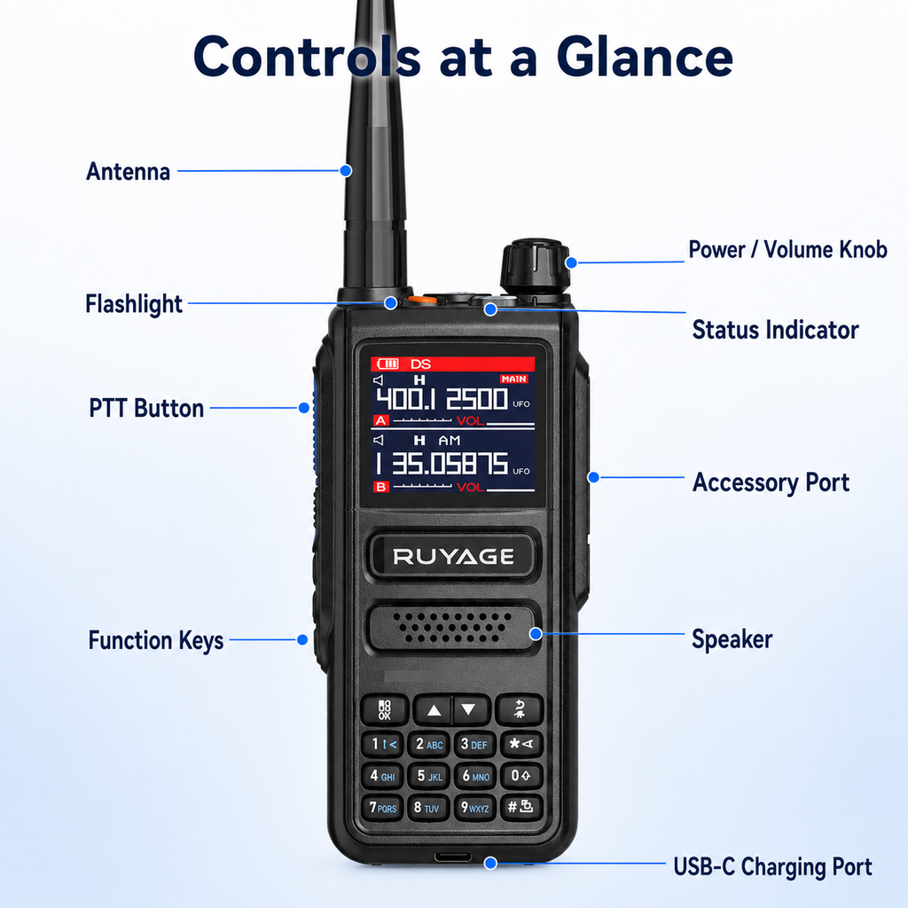 RUYAGE UV98 10W 6-Band VHF/UHF Analog Walkie Talkie