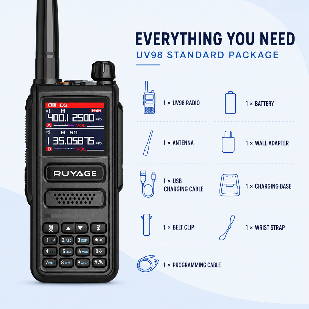 RUYAGE UV98 10W 6-Band VHF/UHF Analog Walkie Talkie