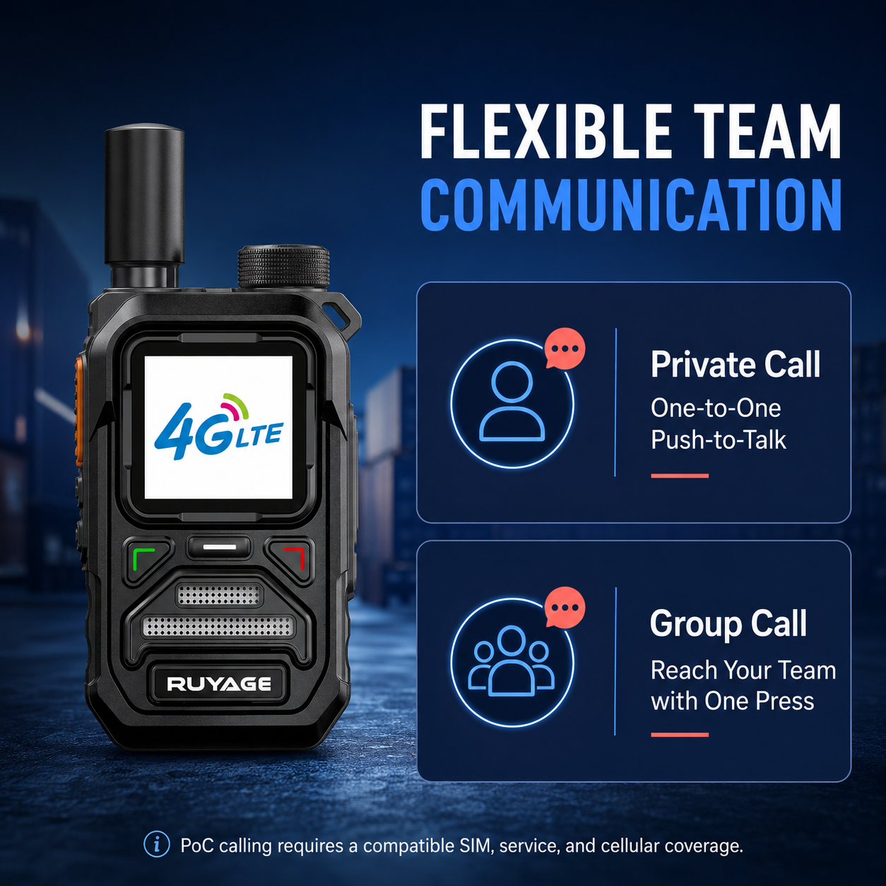 RUYAGE X10 Mini 4G LTE PoC Walkie Talkies with Alert Lights – 2-Pack