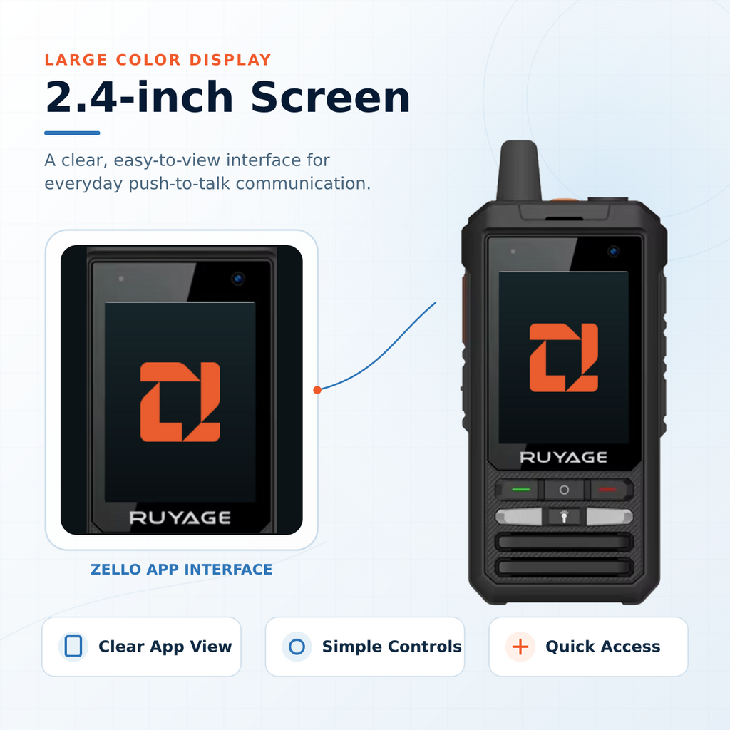 RUYAGE ZL80 Zello-Compatible 4G LTE/WiFi Touchscreen Walkie Talkie
