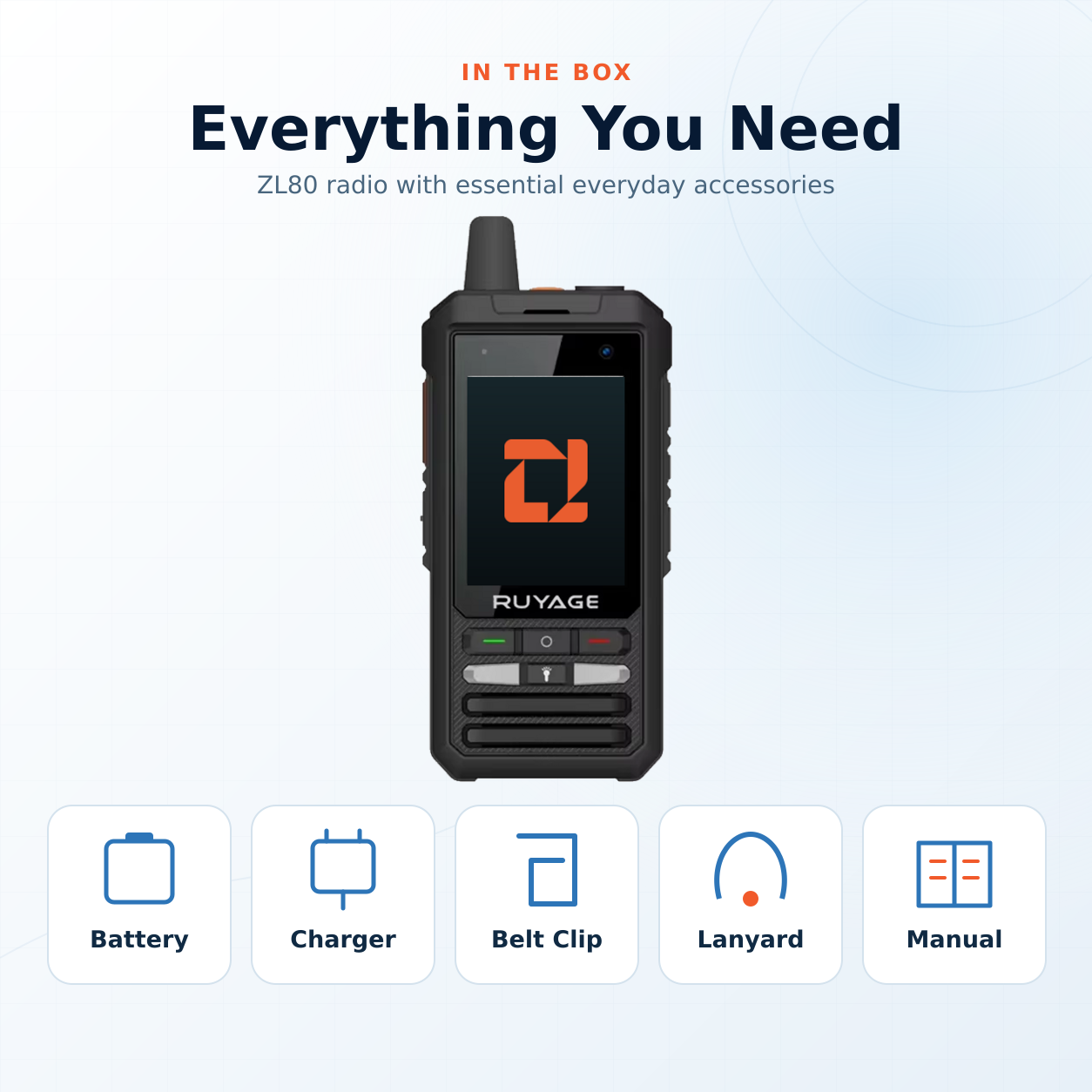 RUYAGE ZL80 Zello-Compatible 4G LTE/WiFi Touchscreen Walkie Talkie
