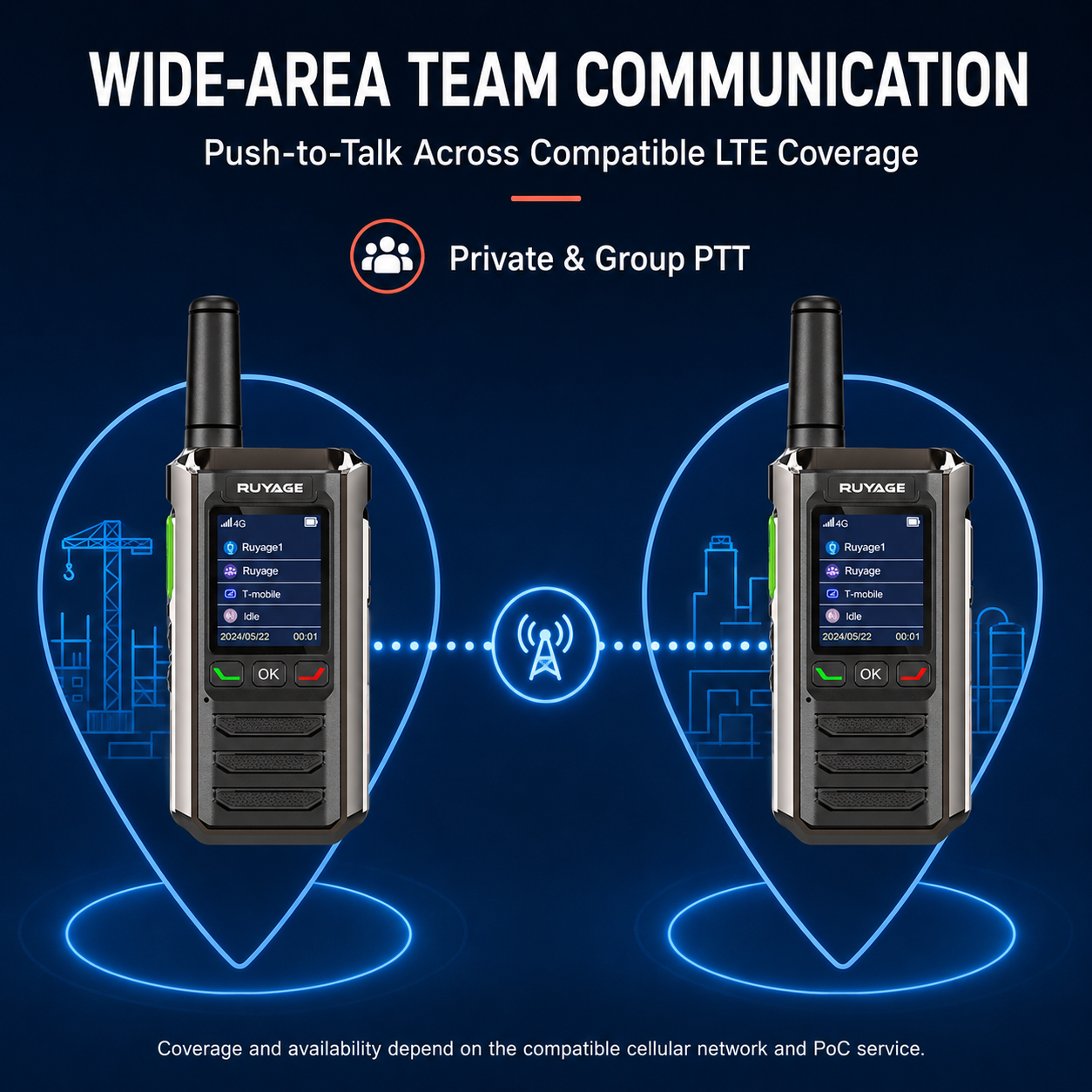 RUYAGE R0 Metal-Body 4G LTE PoC Walkie Talkies – 2-Pack