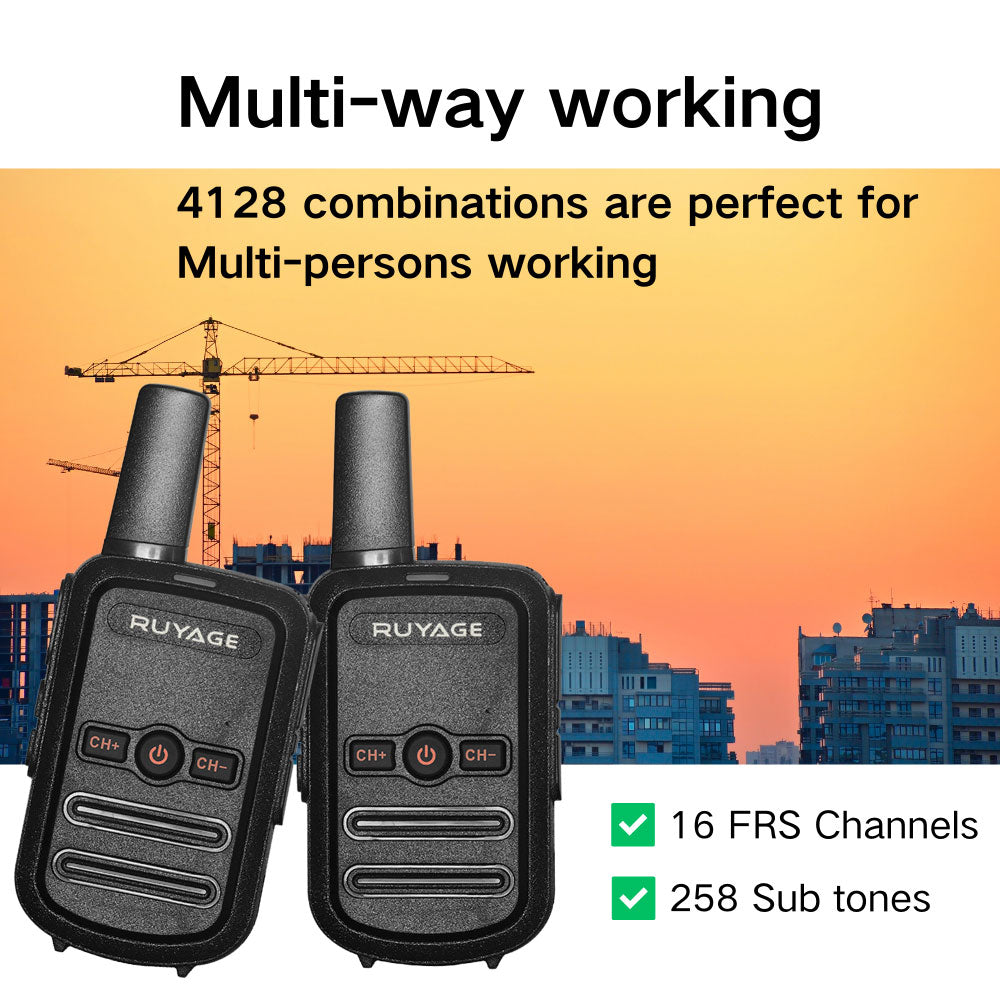 RUYAGE RY12 Mini Rechargeable FRS Walkie Talkie with VOX