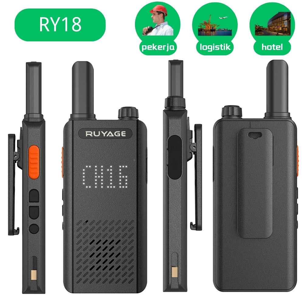RUYAGE RY18 Ultra-Thin UHF Analog Walkie Talkie – One-Key Pairing