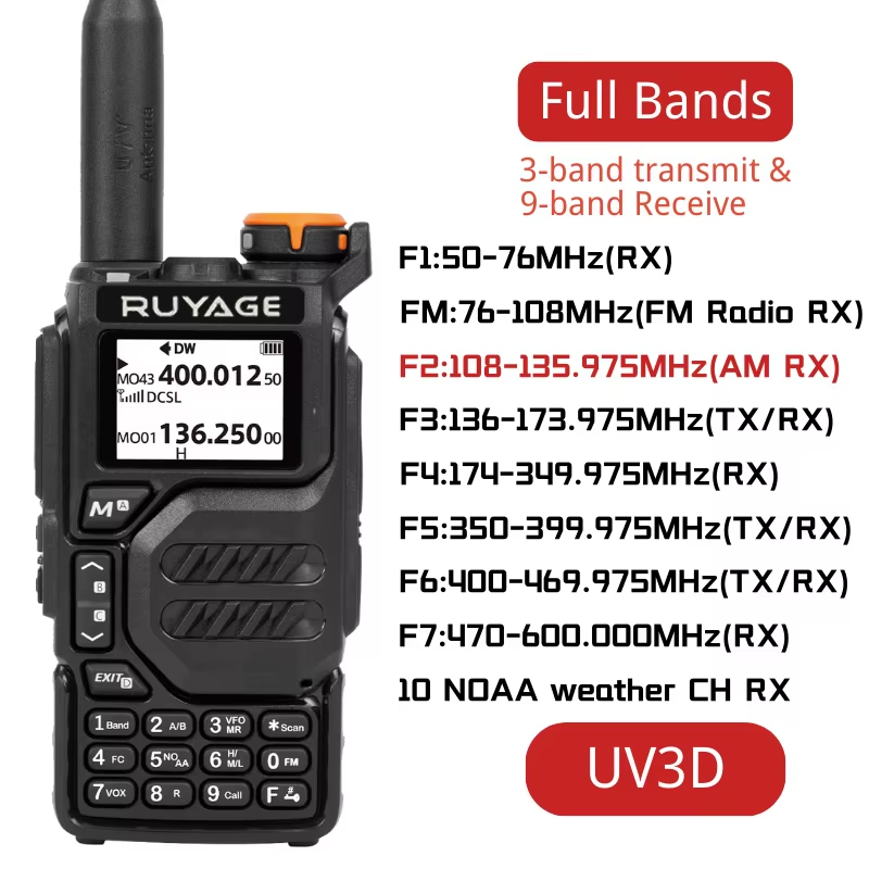 RUYAGE UV3D 6 Band VHF/UHF Analog Walkie Talkie